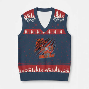 Grater Than GB V-Neck Knit Sweater Vest Grate Cheese Foolball Fans TS10 Navy Red Print Your Wear