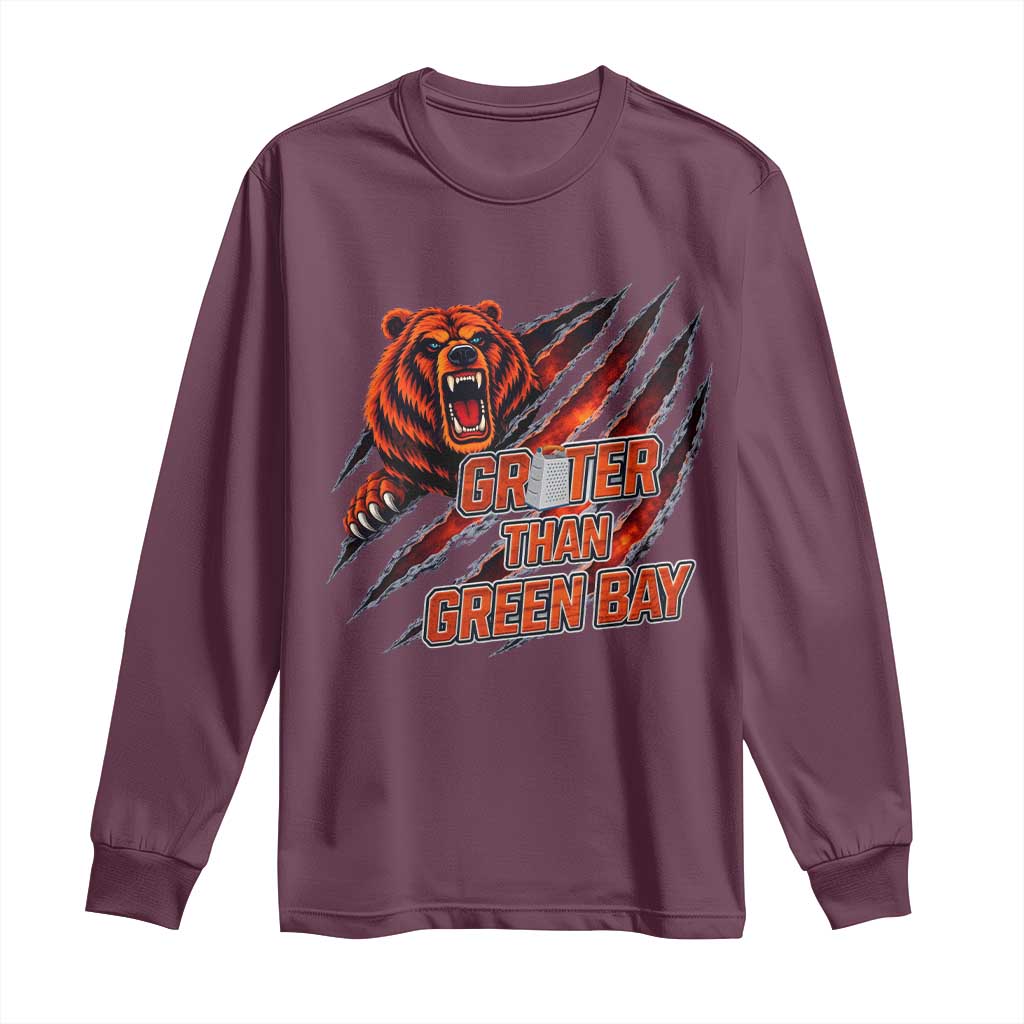 Grater Than GB Long Sleeve Shirt Grate Cheese Foolball Fans TS10 Maroon Print Your Wear
