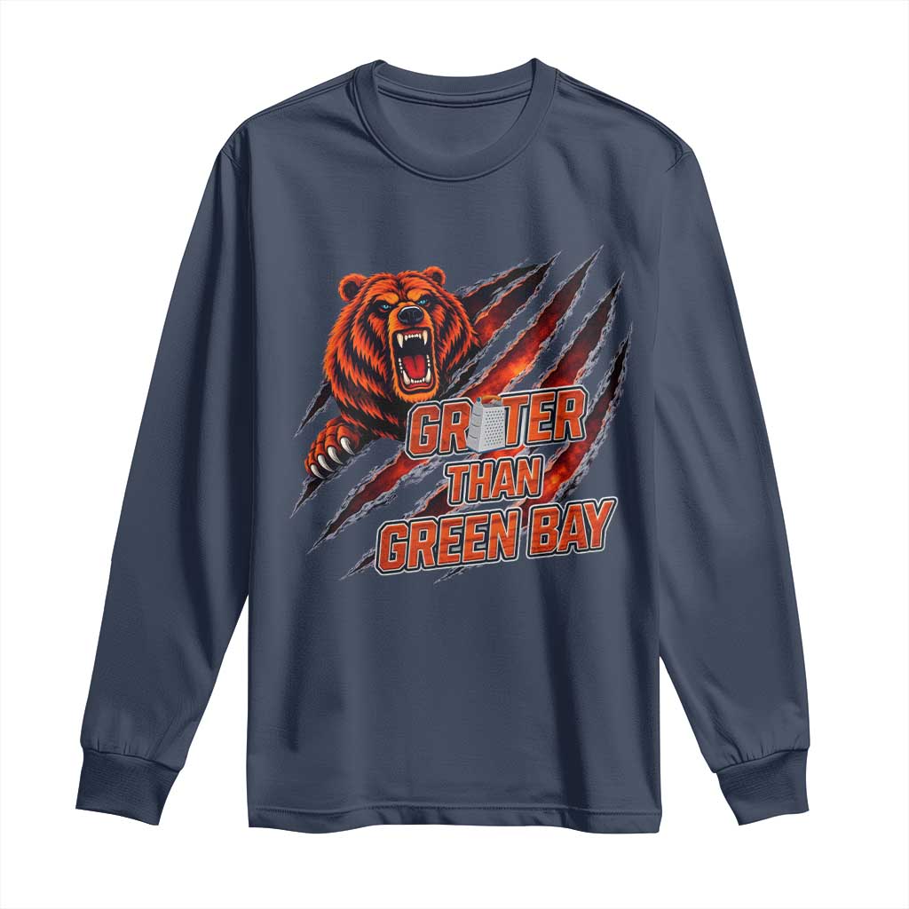 Grater Than GB Long Sleeve Shirt Grate Cheese Foolball Fans TS10 Navy Print Your Wear