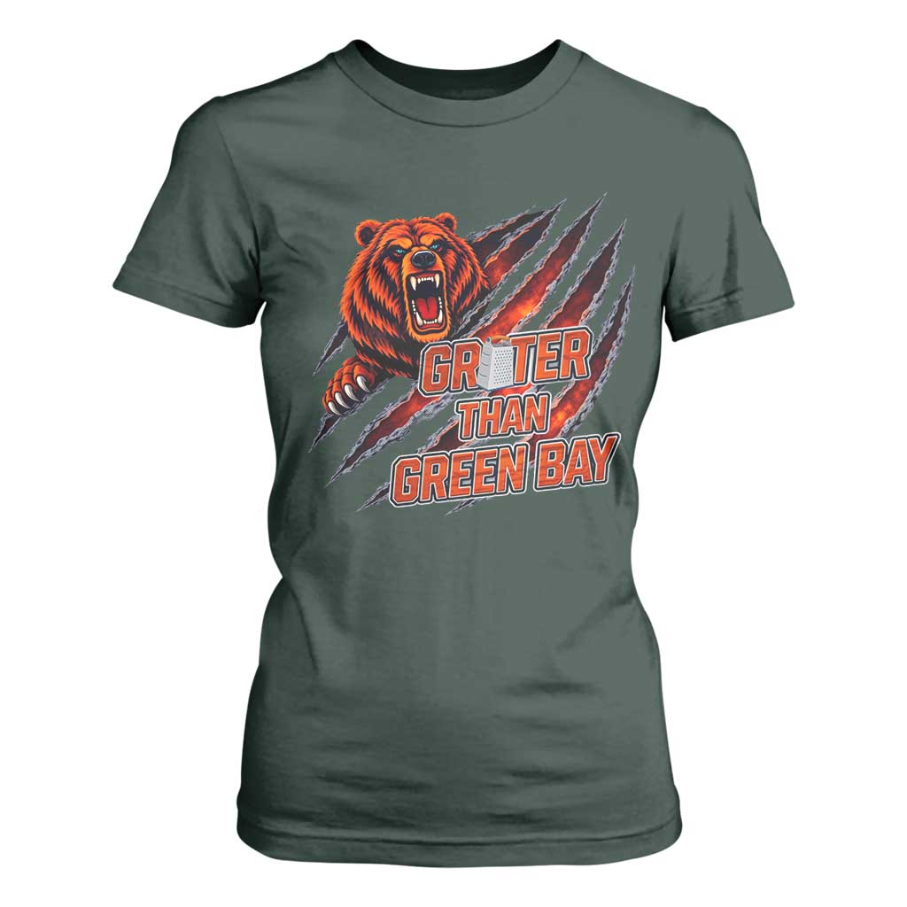 Grater Than GB T Shirt For Women Grate Cheese Foolball Fans TS10 Dark Forest Green Print Your Wear