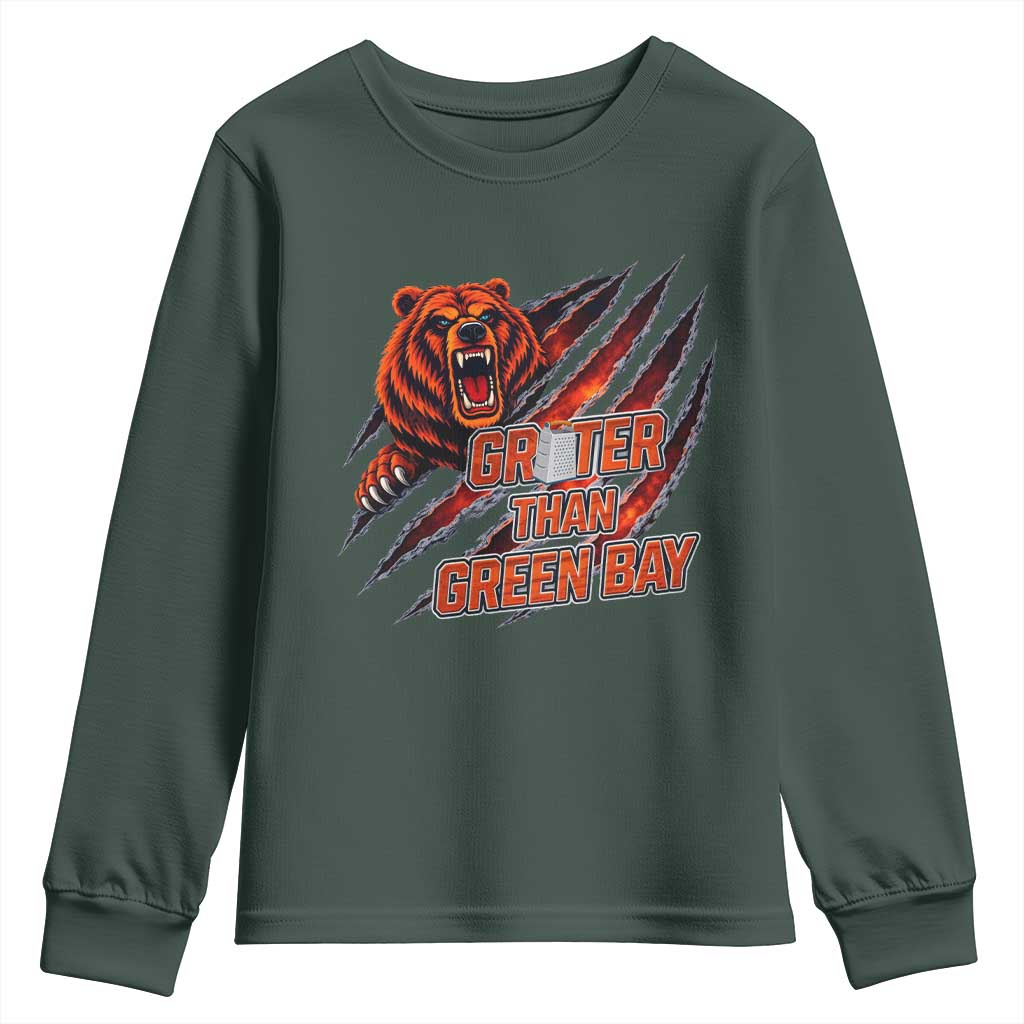 Grater Than GB Youth Sweatshirt Grate Cheese Foolball Fans TS10 Dark Forest Green Print Your Wear