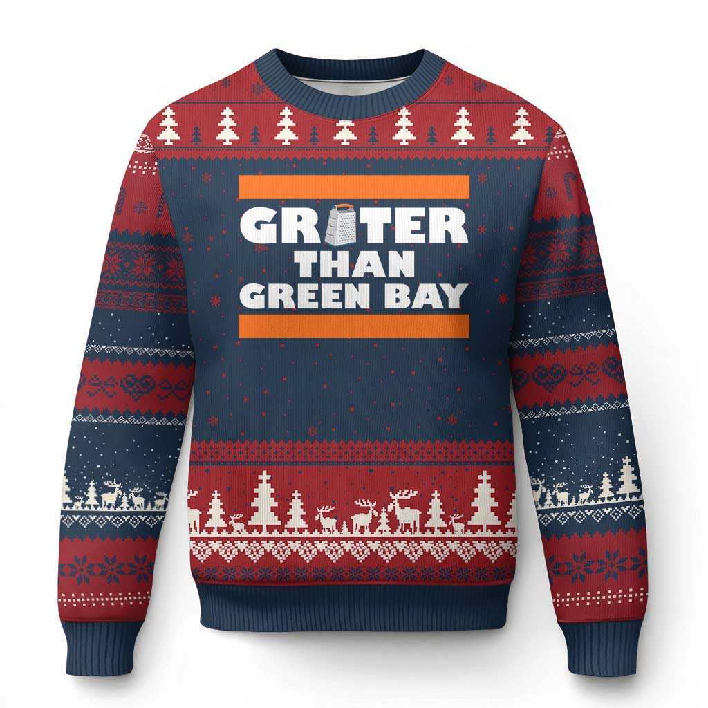 BF Game Day Ugly Christmas Sweater Funny Grater Than GB Foolball Fans TS10 Navy Red Print Your Wear