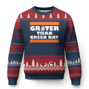 BF Game Day Ugly Christmas Sweater Funny Grater Than GB Foolball Fans TS10 Navy Red Print Your Wear