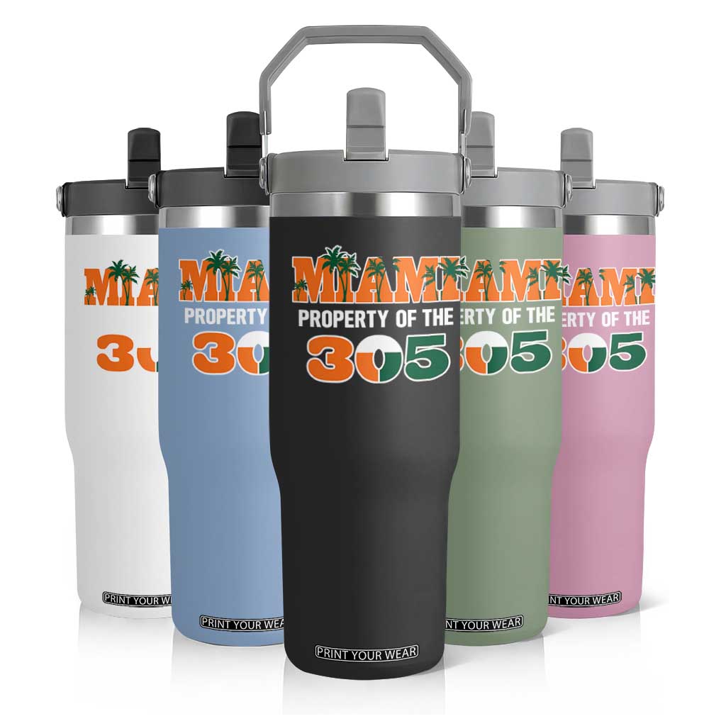 305 Miami Pride Flip Straw Tumbler Urban Style Miami Beach Graphic TS10 Print Your Wear