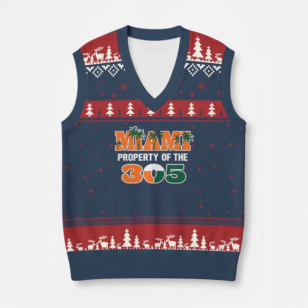 305 Miami Pride V-Neck Knit Sweater Vest Urban Style Miami Beach Graphic TS10 Navy Red Print Your Wear