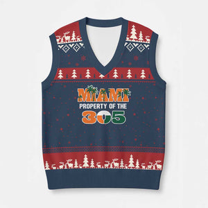305 Miami Pride V-Neck Knit Sweater Vest Urban Style Miami Beach Graphic TS10 Navy Red Print Your Wear