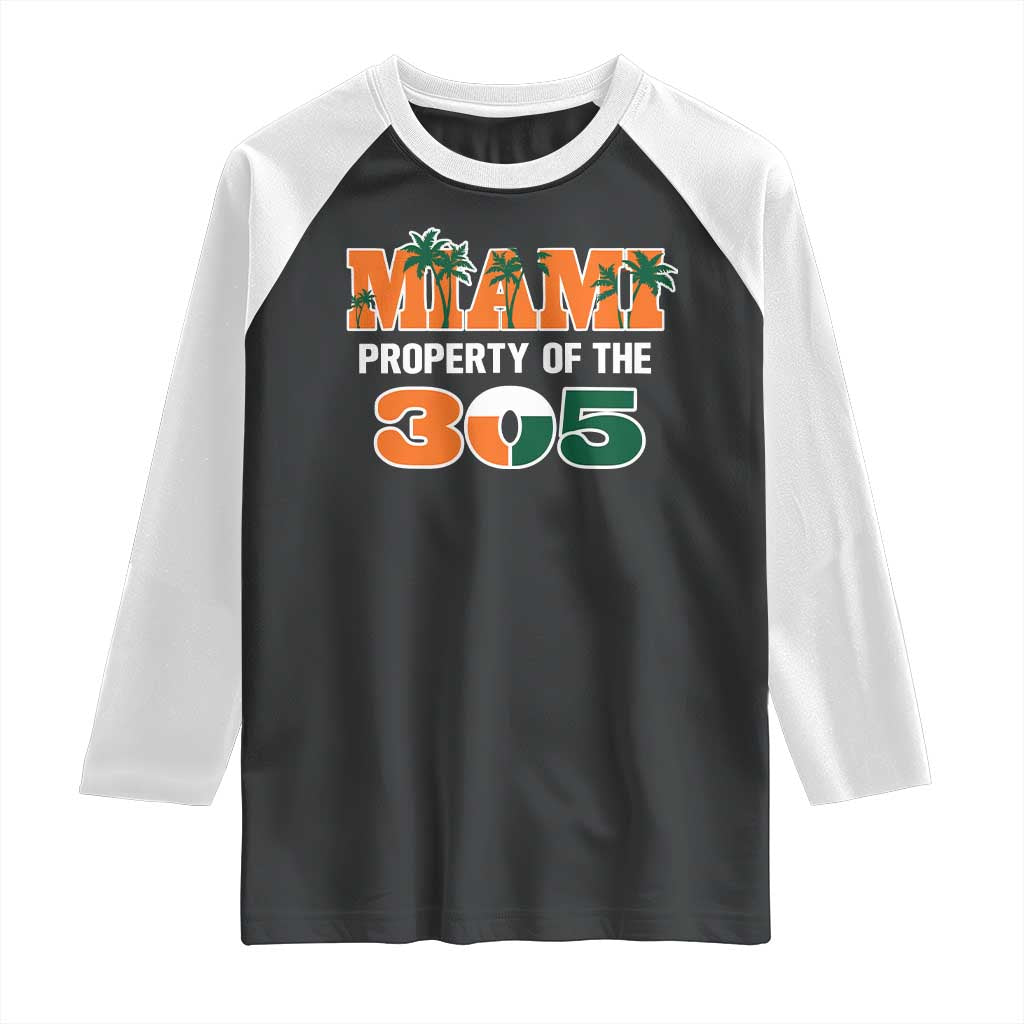 305 Miami Pride Raglan Shirt Urban Style Miami Beach Graphic TS10 Black White Print Your Wear