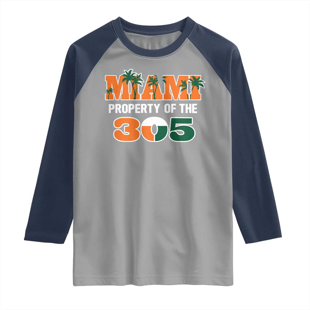 305 Miami Pride Raglan Shirt Urban Style Miami Beach Graphic TS10 Sport Gray Navy Print Your Wear
