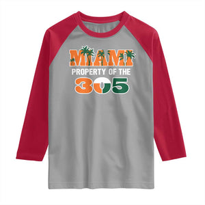 305 Miami Pride Raglan Shirt Urban Style Miami Beach Graphic TS10 Sport Gray Red Print Your Wear