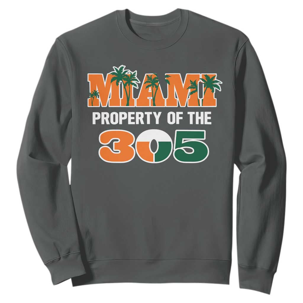 305 Miami Pride Sweatshirt Urban Style Miami Beach Graphic TS10 Dark Heather Print Your Wear