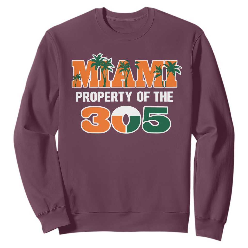 305 Miami Pride Sweatshirt Urban Style Miami Beach Graphic TS10 Maroon Print Your Wear