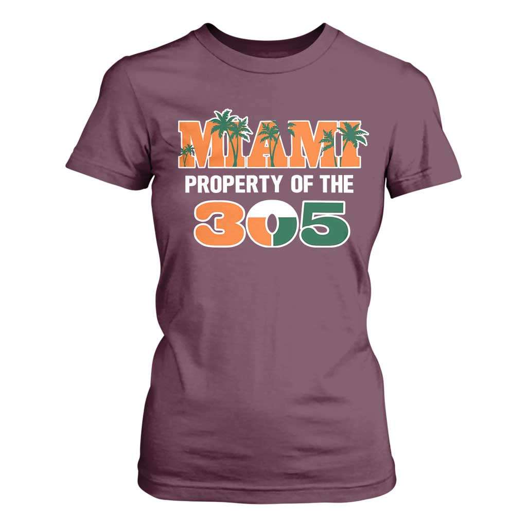 305 Miami Pride T Shirt For Women Urban Style Miami Beach Graphic TS10 Maroon Print Your Wear