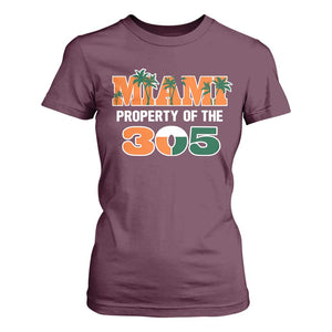 305 Miami Pride T Shirt For Women Urban Style Miami Beach Graphic TS10 Maroon Print Your Wear