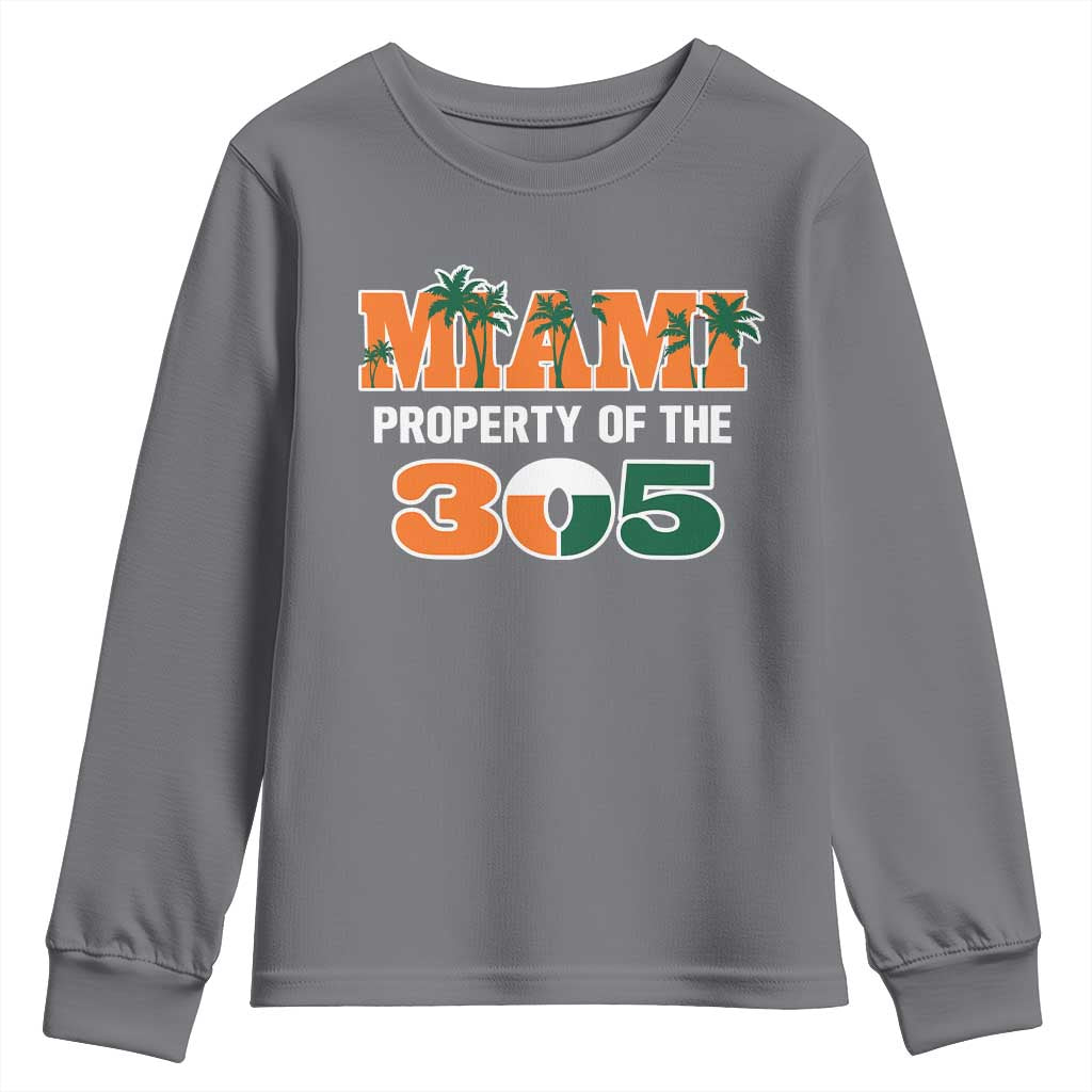 305 Miami Pride Youth Sweatshirt Urban Style Miami Beach Graphic TS10 Charcoal Print Your Wear