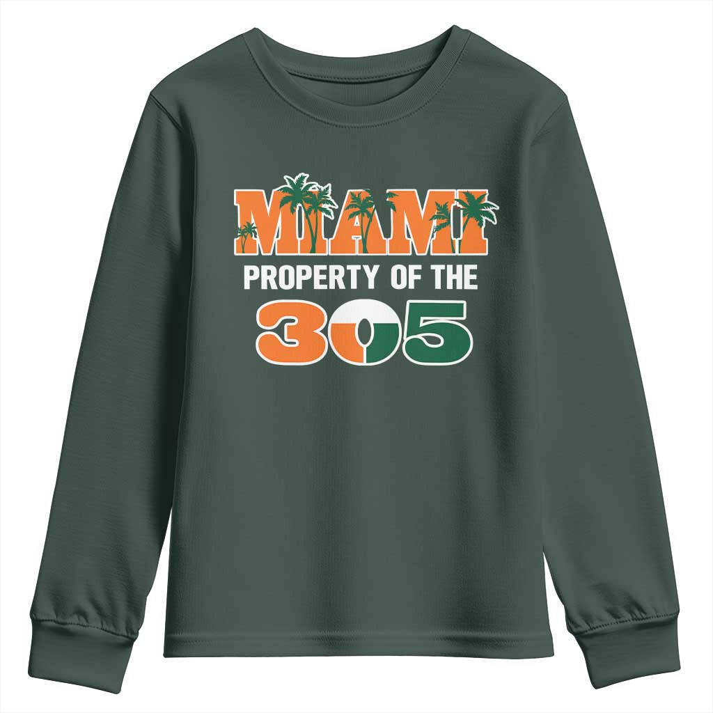 305 Miami Pride Youth Sweatshirt Urban Style Miami Beach Graphic TS10 Dark Forest Green Print Your Wear