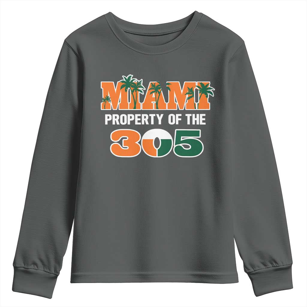 305 Miami Pride Youth Sweatshirt Urban Style Miami Beach Graphic TS10 Dark Heather Print Your Wear