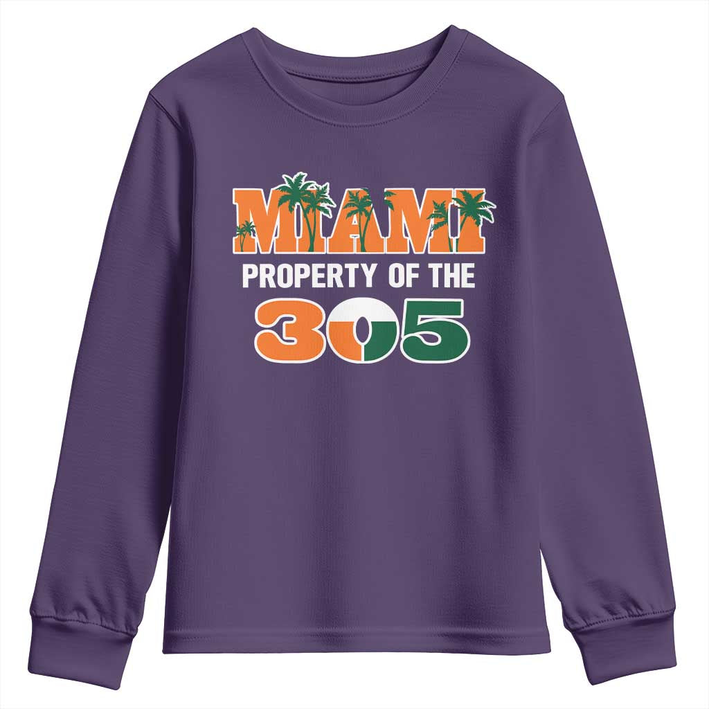 305 Miami Pride Youth Sweatshirt Urban Style Miami Beach Graphic TS10 Purple Print Your Wear