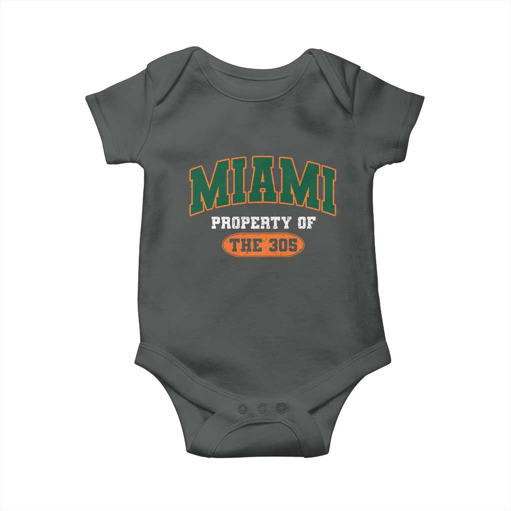 305 Miami Baby Onesie Florida FL Vintage Athletic Sports TS10 Dark Heather Print Your Wear