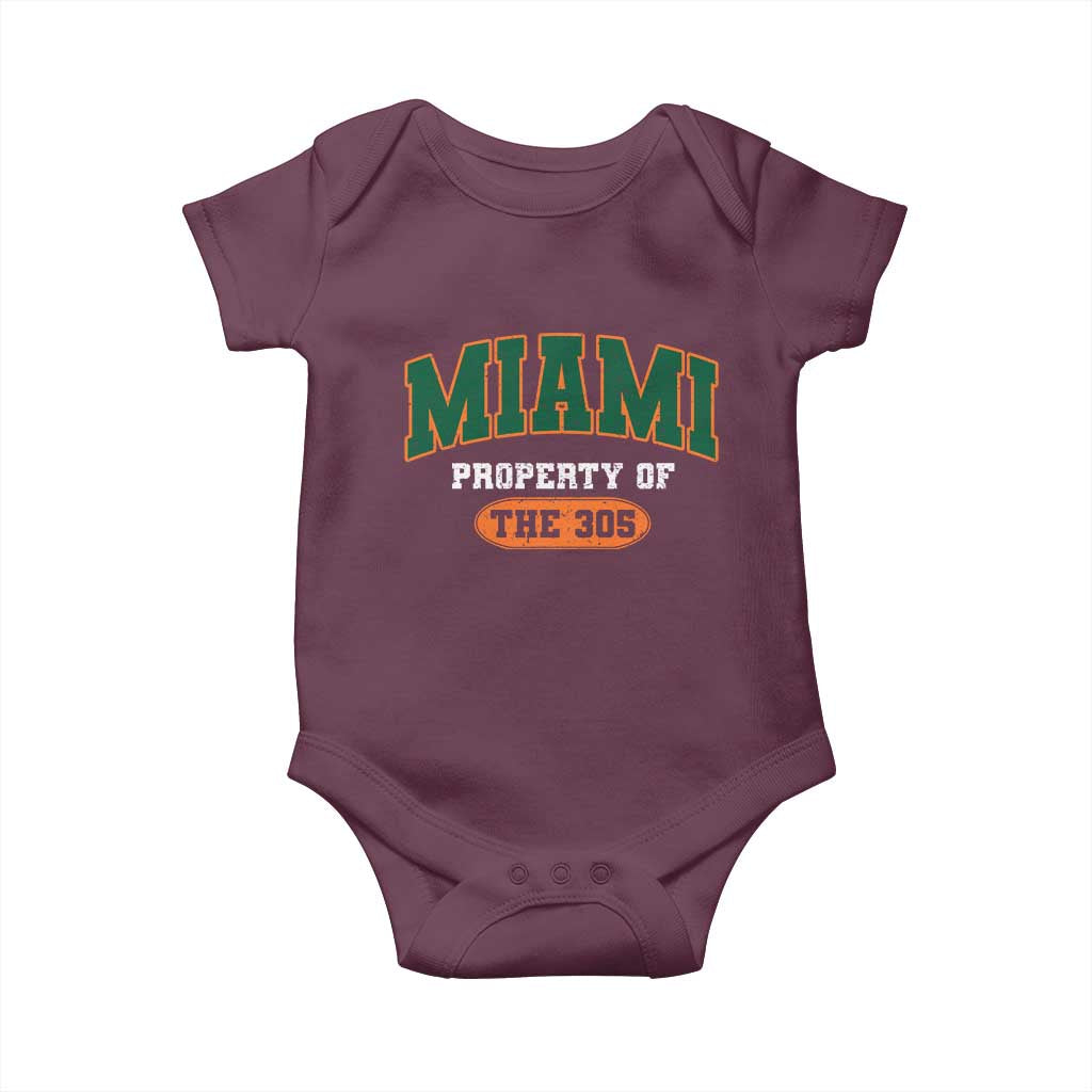 305 Miami Baby Onesie Florida FL Vintage Athletic Sports TS10 Maroon Print Your Wear