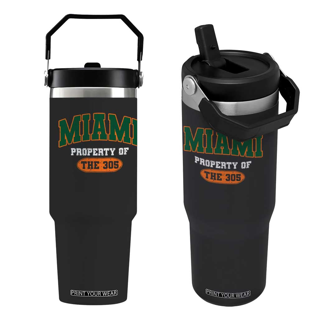 305 Miami Flip Straw Tumbler Florida FL Vintage Athletic Sports TS10 One Size: 30 oz Black Print Your Wear