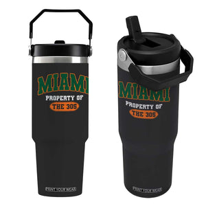 305 Miami Flip Straw Tumbler Florida FL Vintage Athletic Sports TS10 One Size: 30 oz Black Print Your Wear