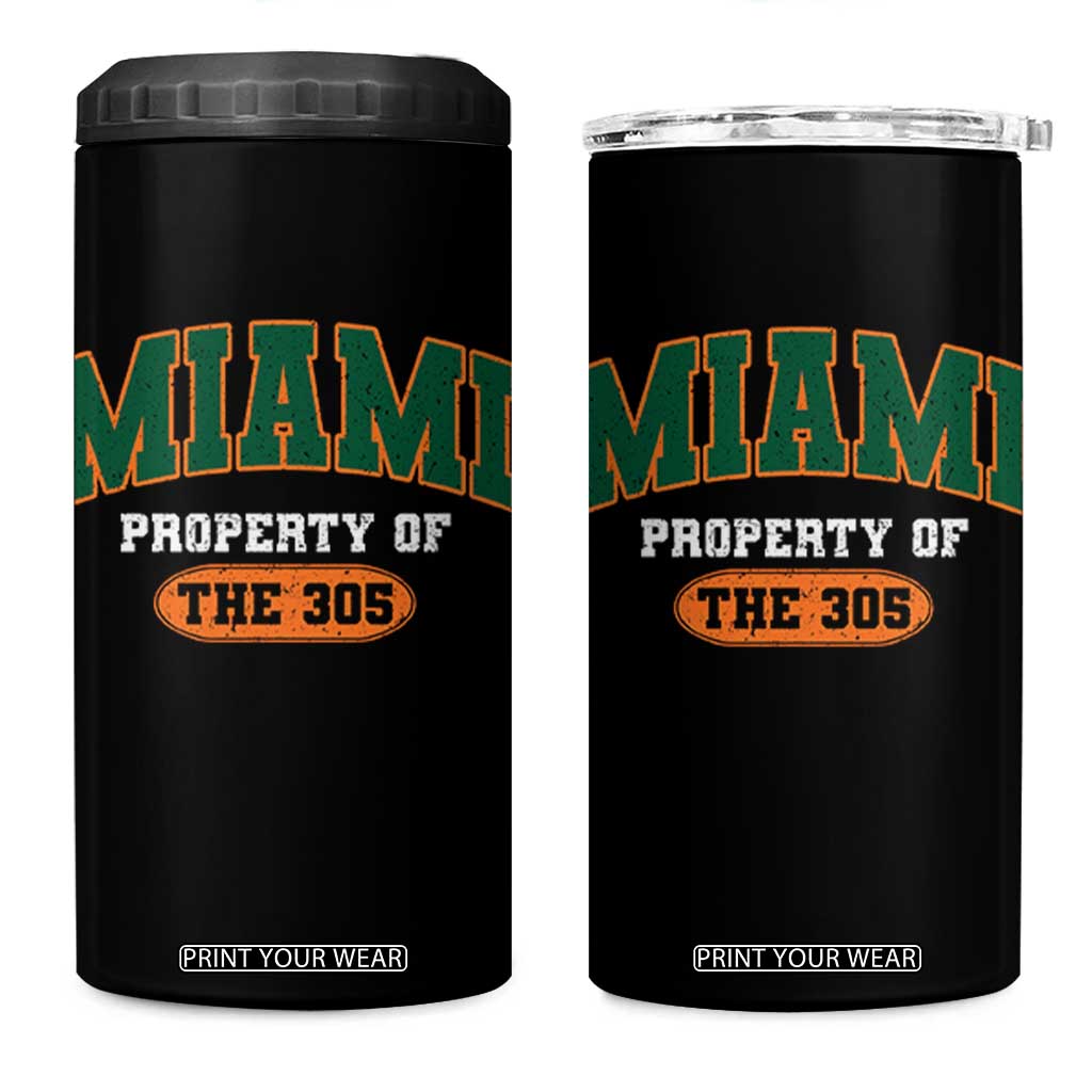 305 Miami 4 in 1 Can Cooler Tumbler Florida FL Vintage Athletic Sports TS10 One Size: 16 oz Black Print Your Wear