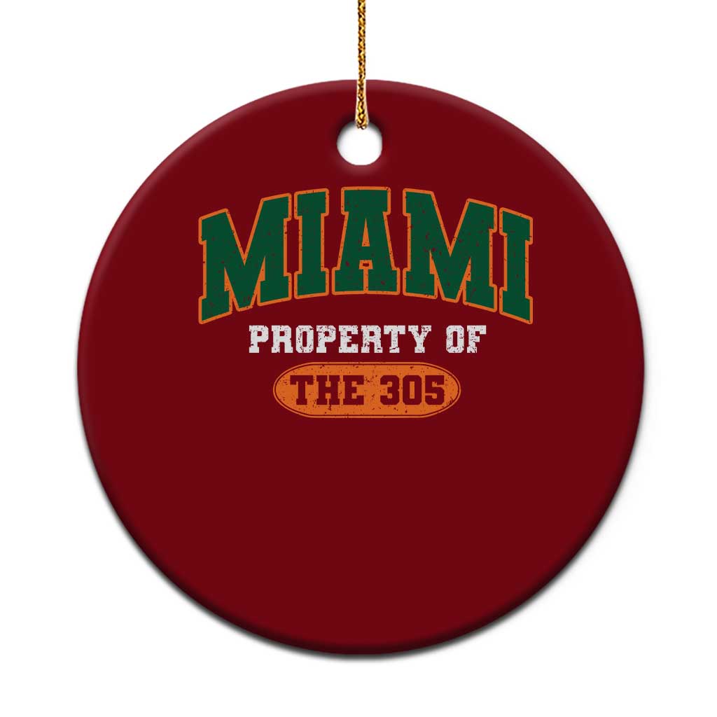 305 Miami Ceramic Ornament Florida FL Vintage Athletic Sports TS10 1pc Red Print Your Wear