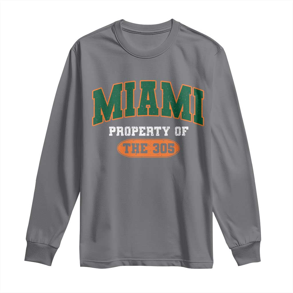 305 Miami Long Sleeve Shirt Florida FL Vintage Athletic Sports TS10 Charcoal Print Your Wear