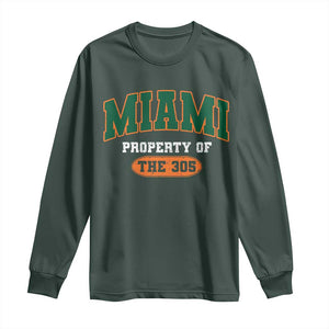 305 Miami Long Sleeve Shirt Florida FL Vintage Athletic Sports TS10 Dark Forest Green Print Your Wear