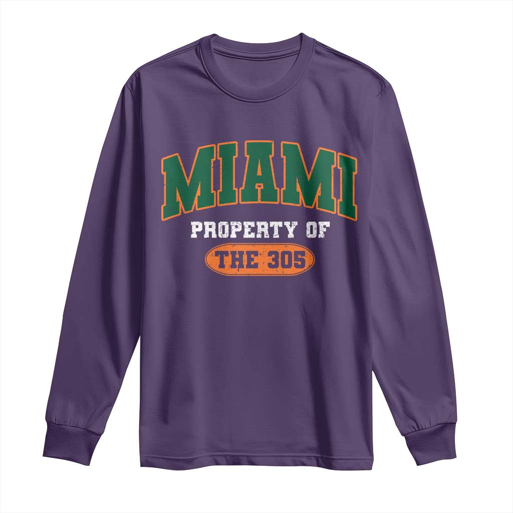 305 Miami Long Sleeve Shirt Florida FL Vintage Athletic Sports TS10 Purple Print Your Wear