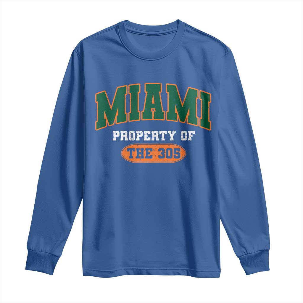 305 Miami Long Sleeve Shirt Florida FL Vintage Athletic Sports TS10 Royal Blue Print Your Wear