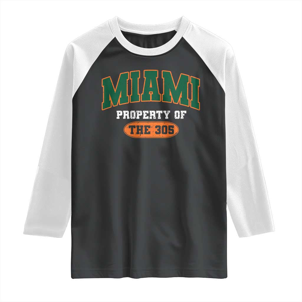 305 Miami Raglan Shirt Florida FL Vintage Athletic Sports TS10 Black White Print Your Wear
