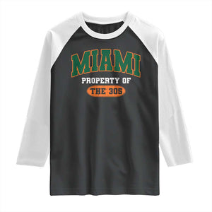 305 Miami Raglan Shirt Florida FL Vintage Athletic Sports TS10 Black White Print Your Wear