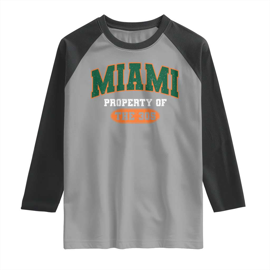 305 Miami Raglan Shirt Florida FL Vintage Athletic Sports TS10 Sport Gray Black Print Your Wear