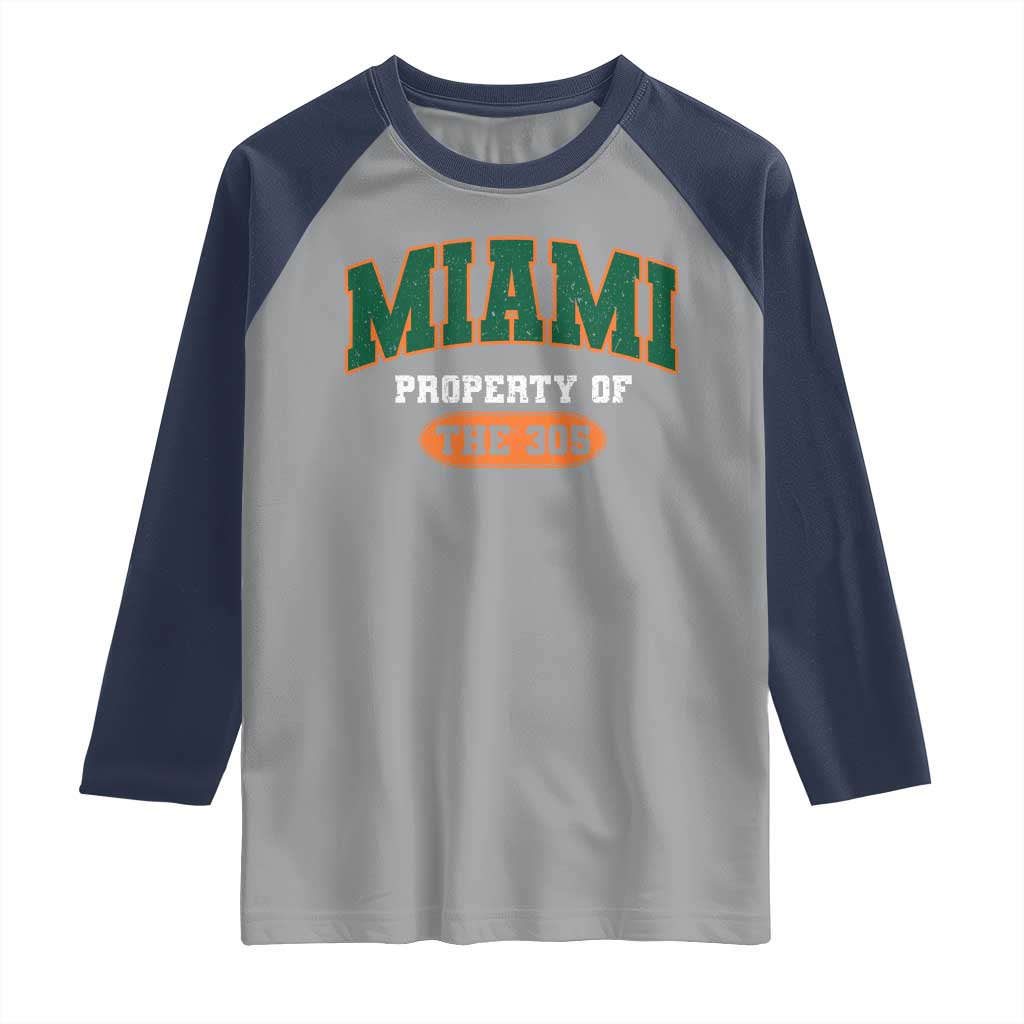 305 Miami Raglan Shirt Florida FL Vintage Athletic Sports TS10 Sport Gray Navy Print Your Wear