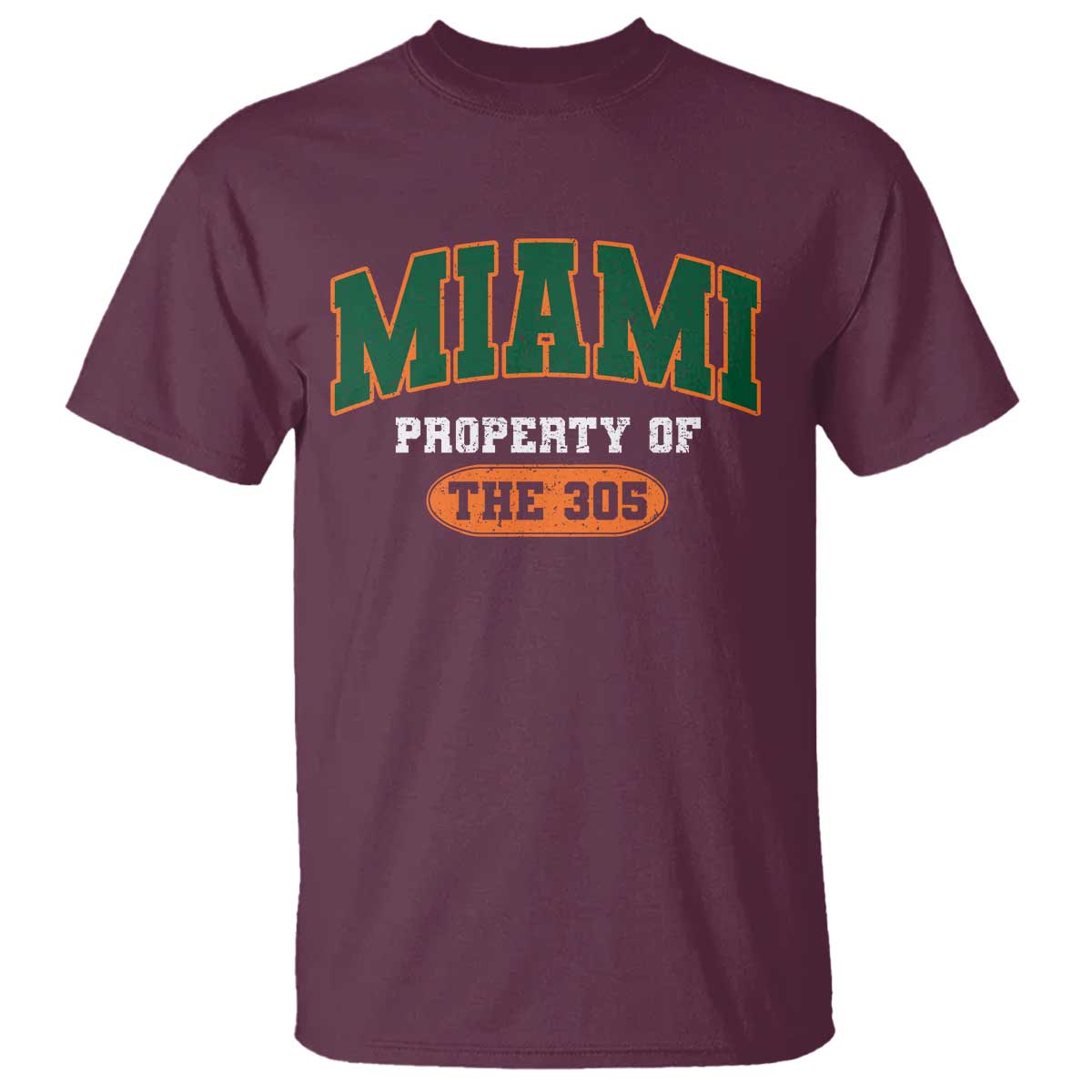 305 Miami T Shirt Florida FL Vintage Athletic Sports TS10 Maroon Print Your Wear