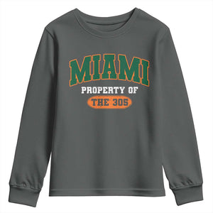 305 Miami Youth Sweatshirt Florida FL Vintage Athletic Sports TS10 Dark Heather Print Your Wear
