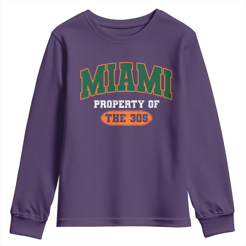305 Miami Youth Sweatshirt Florida FL Vintage Athletic Sports TS10 Purple Print Your Wear