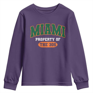 305 Miami Youth Sweatshirt Florida FL Vintage Athletic Sports TS10 Purple Print Your Wear