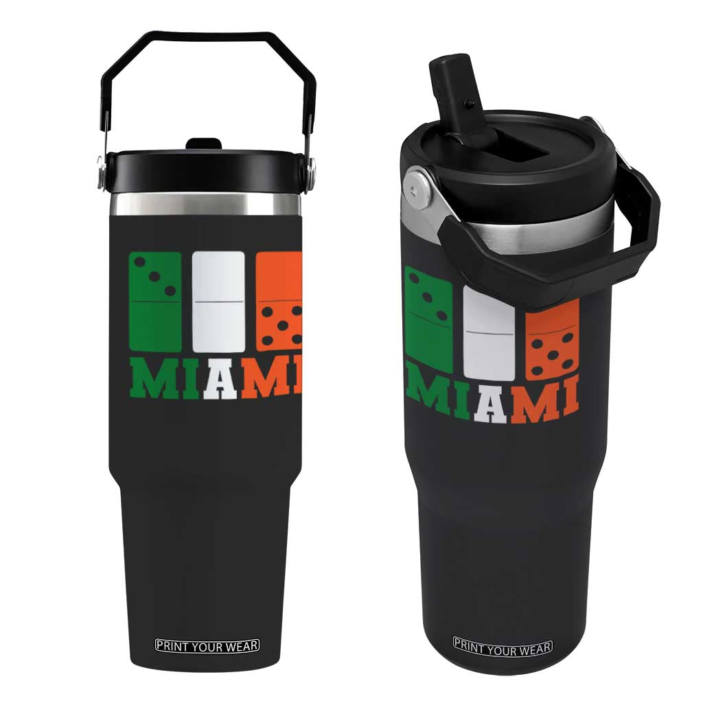 305 Miami Flip Straw Tumbler Three Zero Five Domino TS10 One Size: 30 oz Black Print Your Wear