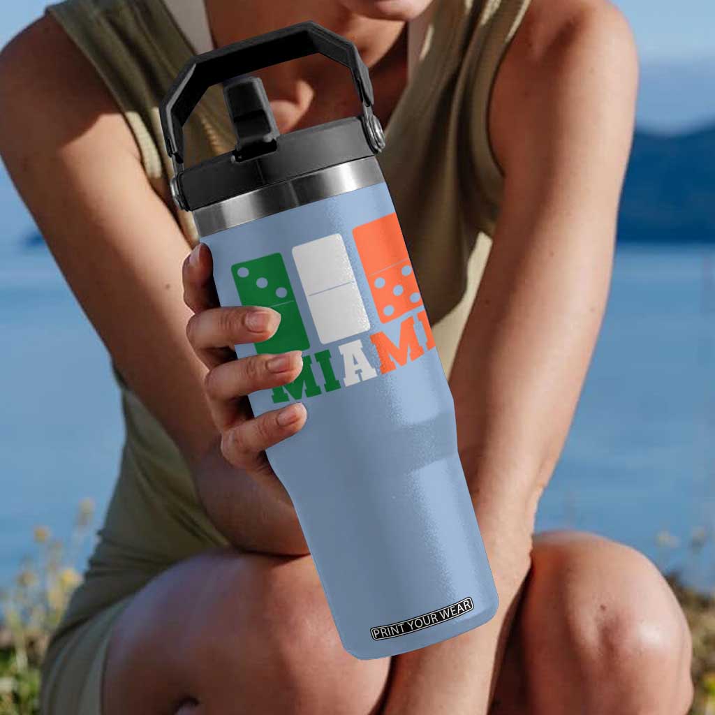 305 Miami Flip Straw Tumbler Three Zero Five Domino TS10 One Size: 30 oz Light Blue Print Your Wear
