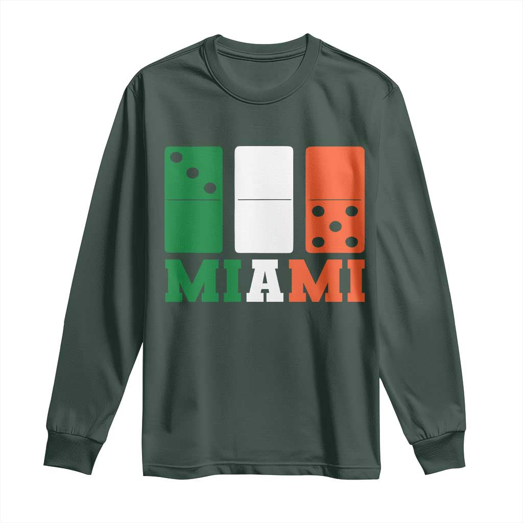 305 Miami Long Sleeve Shirt Three Zero Five Domino TS10 Dark Forest Green Print Your Wear