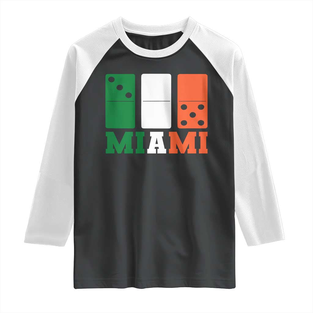 305 Miami Raglan Shirt Three Zero Five Domino TS10 Black White Print Your Wear