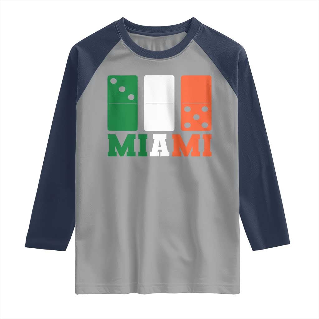 305 Miami Raglan Shirt Three Zero Five Domino TS10 Sport Gray Navy Print Your Wear