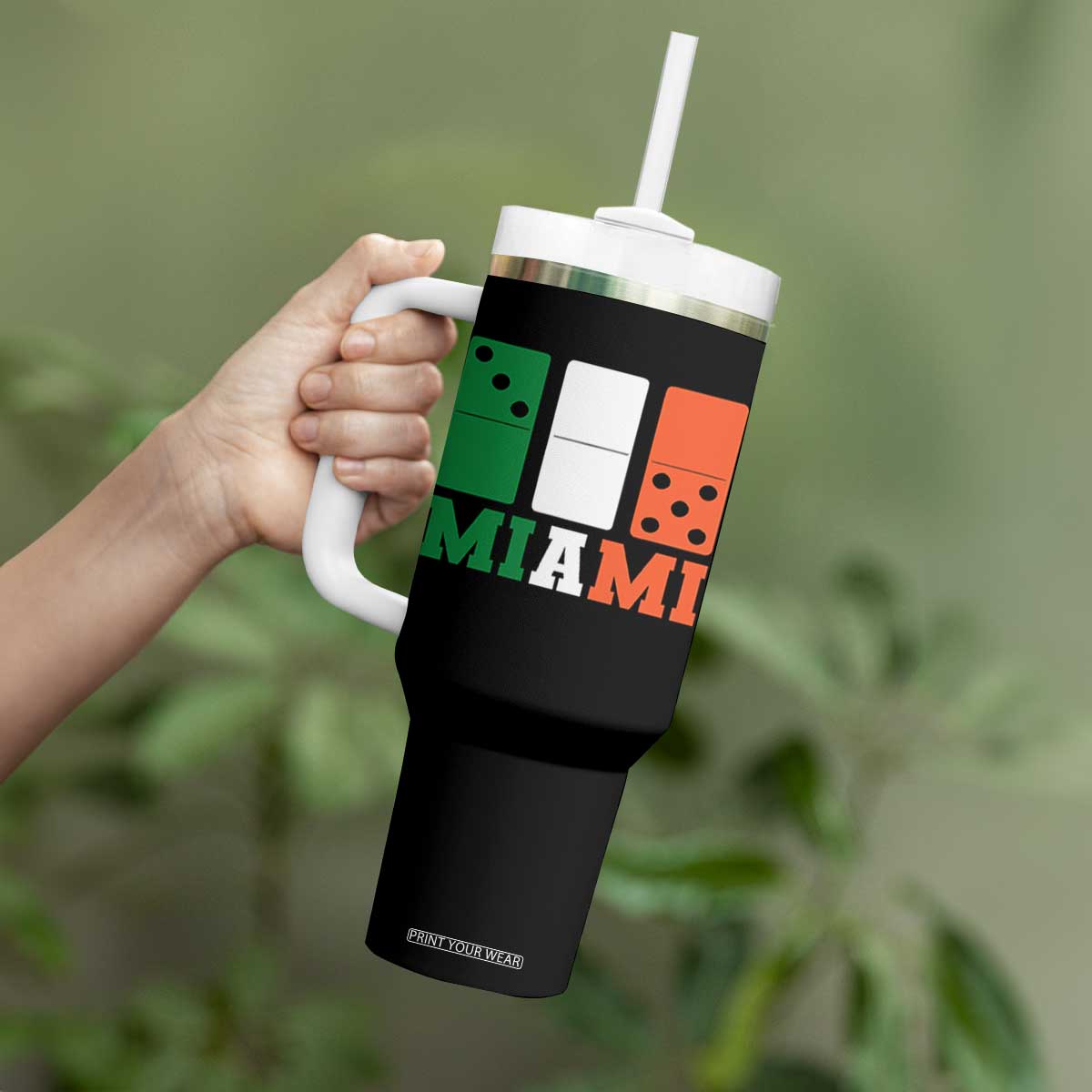 305 Miami Tumbler With Handle Three Zero Five Domino TS10 Print Your Wear