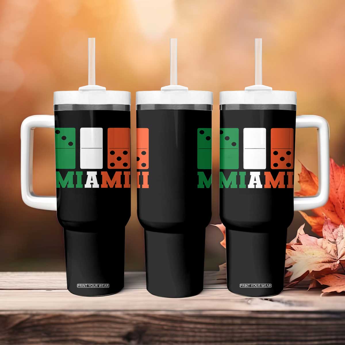 305 Miami Tumbler With Handle Three Zero Five Domino TS10 Print Your Wear