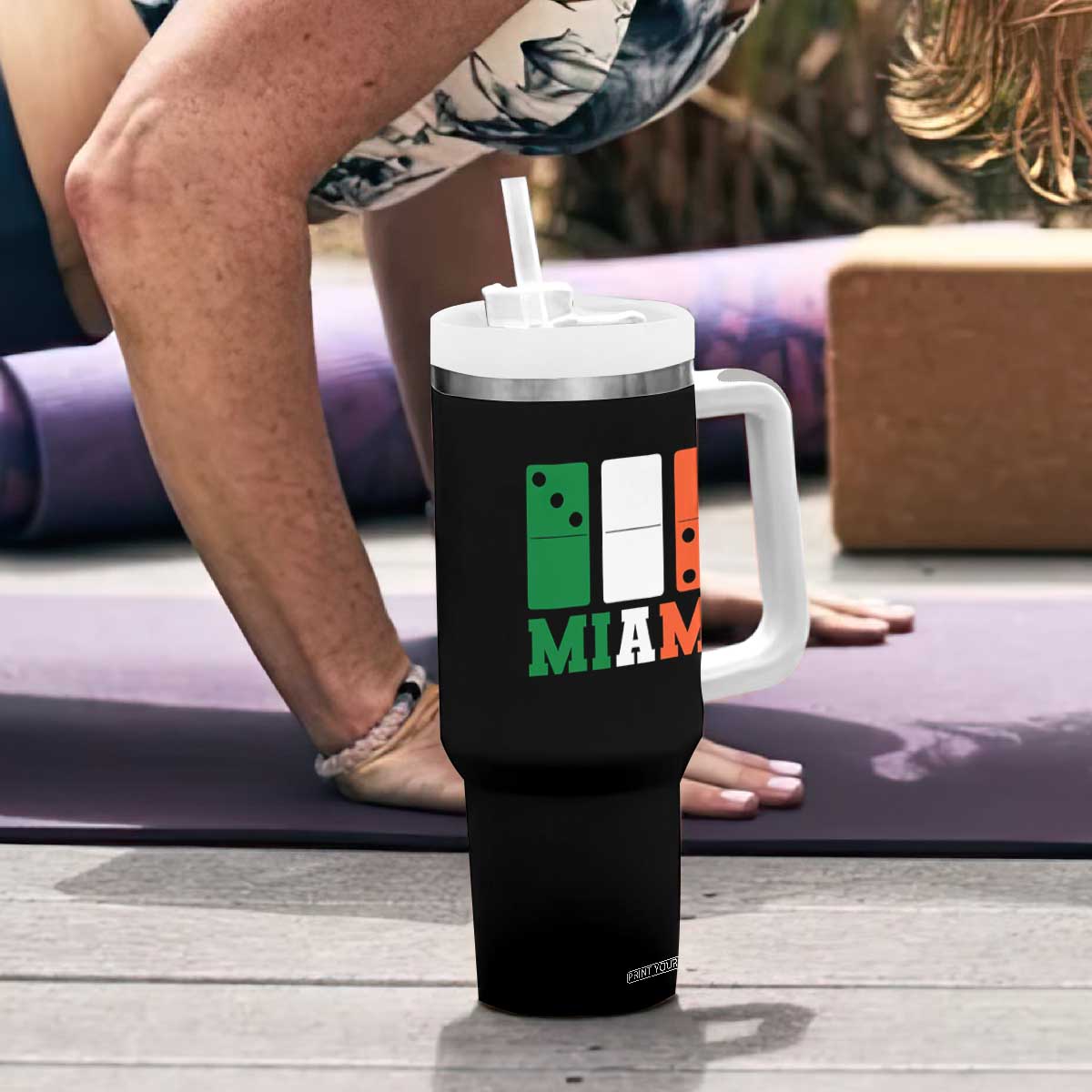 305 Miami Tumbler With Handle Three Zero Five Domino TS10 Print Your Wear