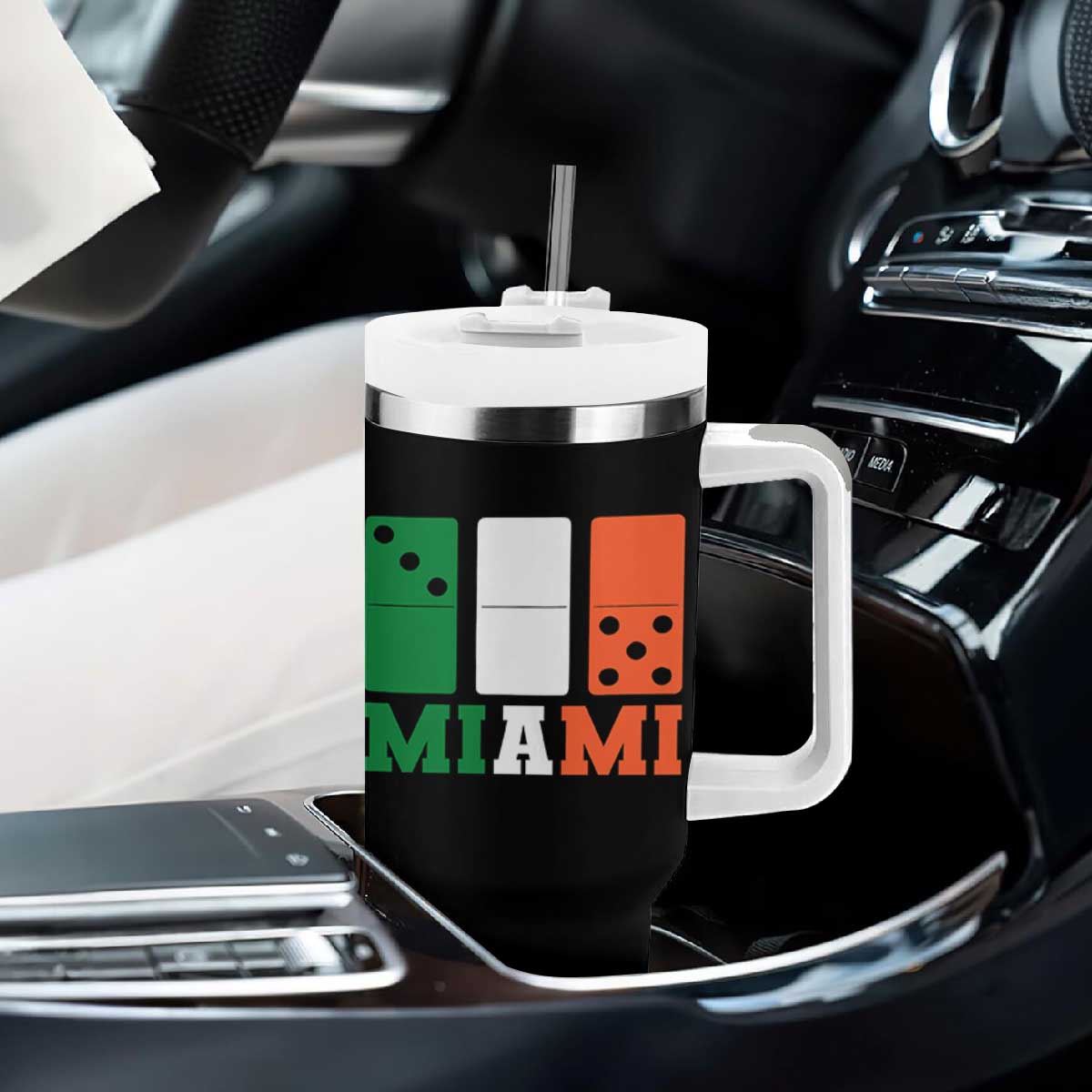305 Miami Tumbler With Handle Three Zero Five Domino TS10 Print Your Wear