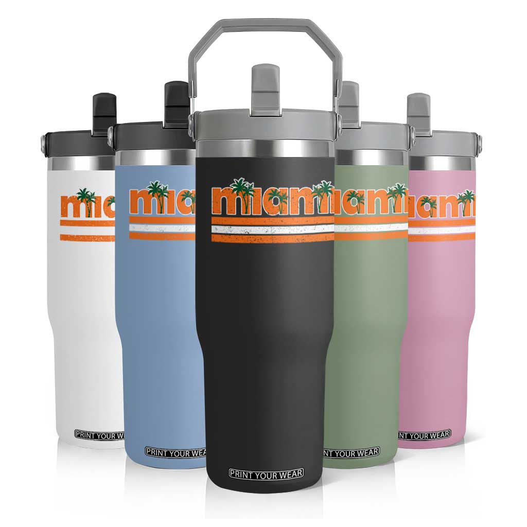 Miami Flip Straw Tumbler Florida FL Retro Vintage Weathered Athletic Sports TS10 Print Your Wear