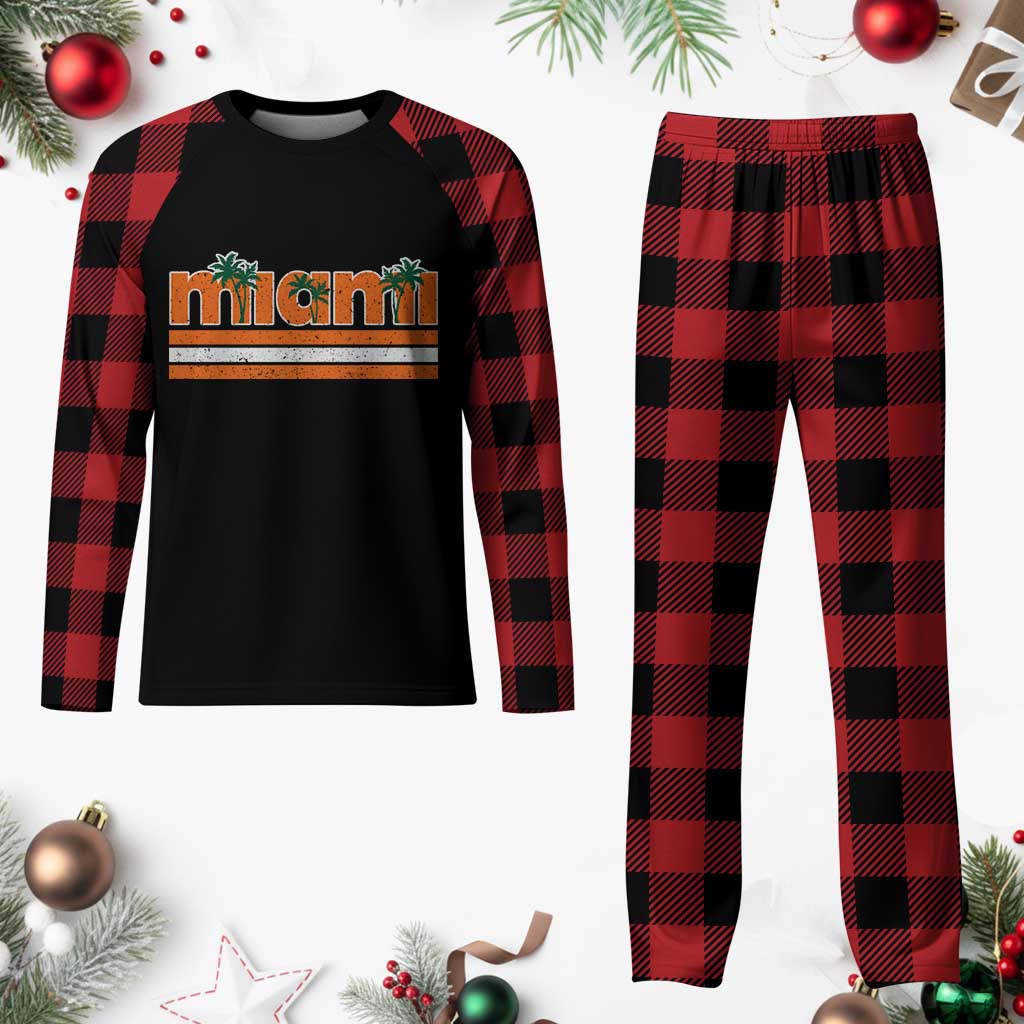 Miami Plaid Pajama Set Florida FL Retro Vintage Weathered Athletic Sports TS10 Buffalo Plaid Print Your Wear